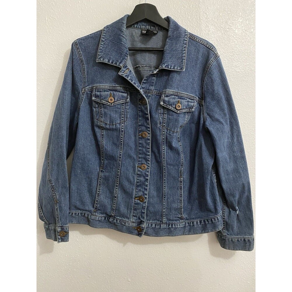 Style & Co Women’s  Blue Denim Trucker Jacket 16W (XL)